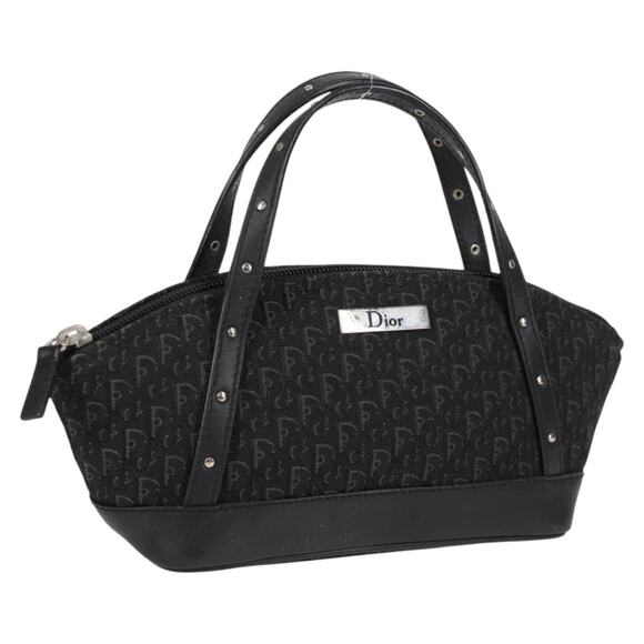DIOR Trotter Canvas Hand Bag Black Silver - Picture 1 of 12